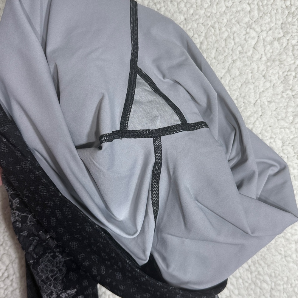Lululemon Wunder Under Hi-Rise Nulux Leggings Overlace Black Grey Size 8 - Picture 9 of 14